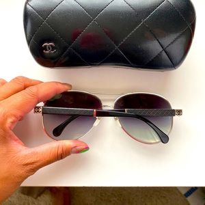 Chanel Aviators Silver with Case